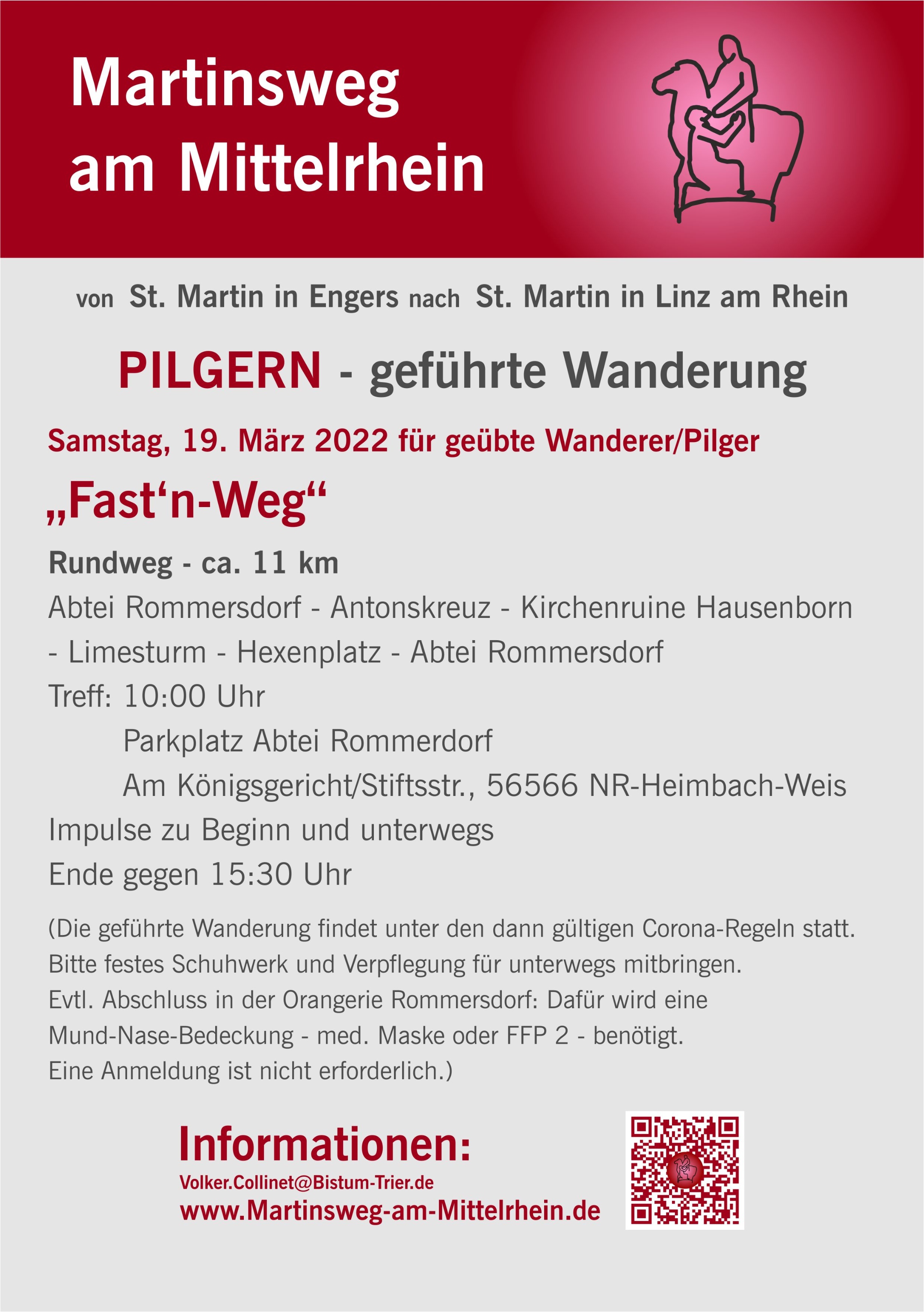 Plakat zur geführten Wanderung 'Fast'n Weg' am 19. März 2022