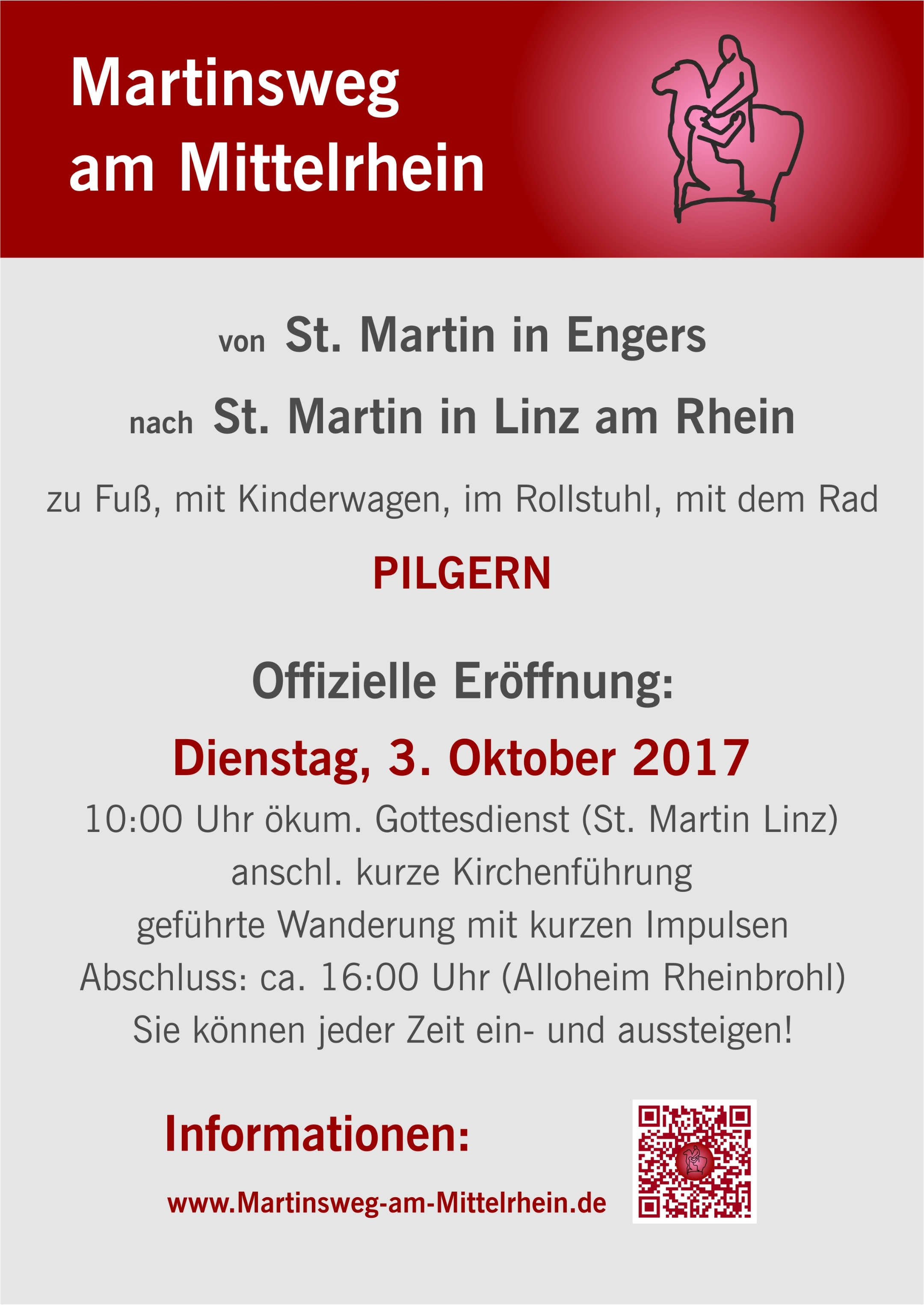Plakat zur Eröffnung des Martinsweges am Mittelrhein am 3. Oktober 2017 (c) Martinsweg am Mittelrhein Plakat zur Eröffnung des Martinsweges am Mittelrhein am 3. Oktober 2017