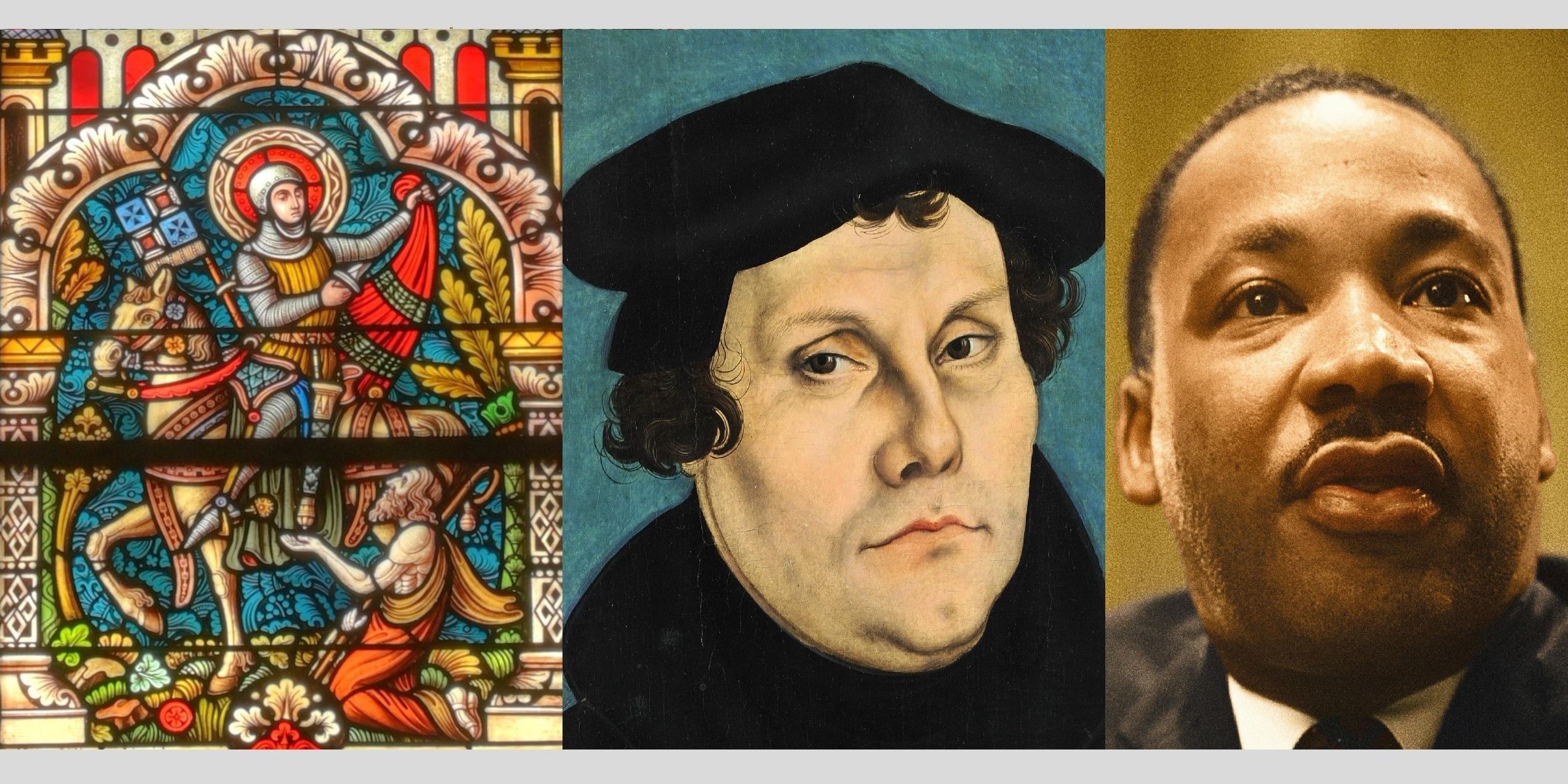 Die Bilder zeigen St. Martin, Martin Luther und Martin Luther King